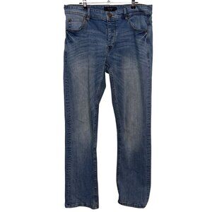 Smog Mens Straight Leg Jeans 32/32 Light Blue Denim Button Fly